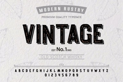Font. Alphabet. Script. Typeface. Label.Vintage typeface. For labels and different type designs