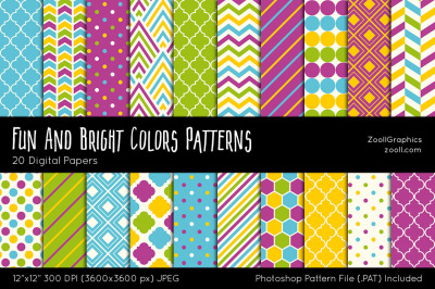 Fun And Bright Colors Digital Papers