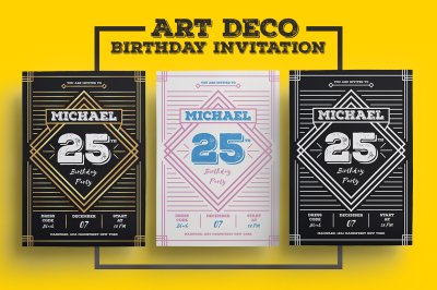 Simple Art Deco Birthday Invitation
