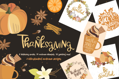 Thanksgiving Day Lettering & Clipart