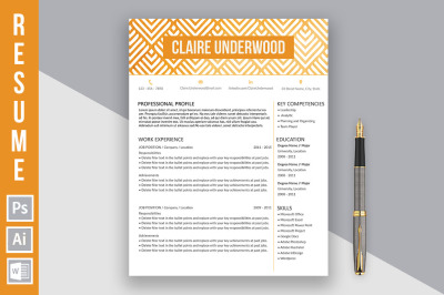 Resume template  'Claire Underwood' (gold version)