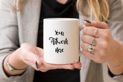 Woman holding Mug mockup