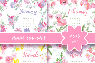 Flower Calendar 2018 year