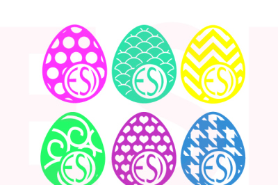 Patterned Easter Egg Design with circle for a monogram - Set 1