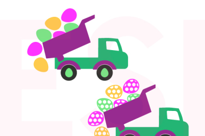 Easter truck with falling eggs - 2 designs