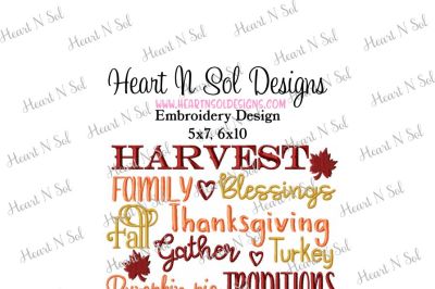 Harvest Family Blessings Embroidery File