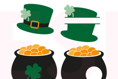St Patrick's Day Hats and Pot of Gold Set.
