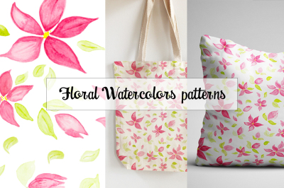 Floral watercolors seamless patterns
