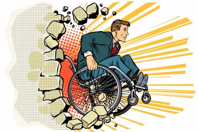 Businessman in a wheelchair. Disabilities and health