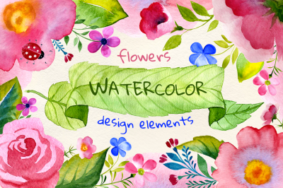 Watercolor flowers + patterns