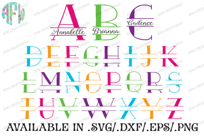 Split Letters - SVG, DXF, EPS Cut Files