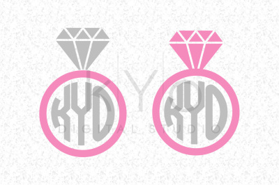 Diamond Wedding Engagement Ring Monogram SVG DXF cutting files for Cricut Explore and Silhouette Cameo