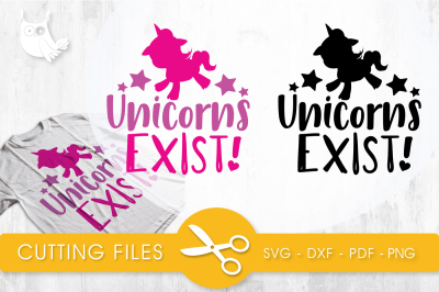 Unicorn exist SVG, PNG, EPS, DXF, cut file