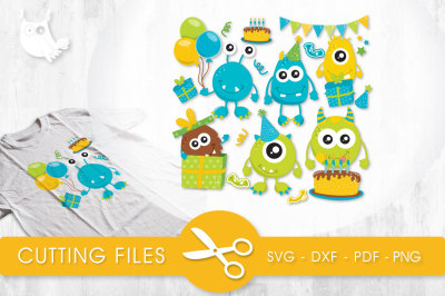 Party Monsters SVG, PNG, EPS, DXF, cut file