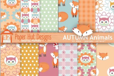 Fall Woodland Animals Digital Papers