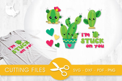 Stuck On You Cactus SVG, PNG, EPS, DXF, cut file