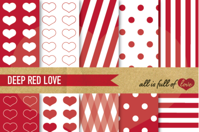 Love Backgrounds Red Digital Paper Pack