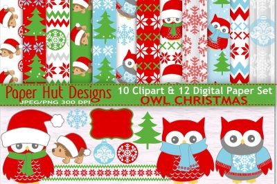 Christmas Clipart and Digital Papers Set