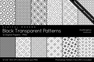 Black Transparent Patterns Digital Papers
