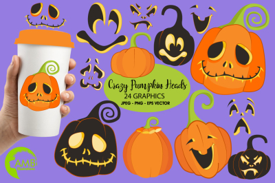 Crazy Pumpkin Heads clipart, graphics, illustrations AMB-2255