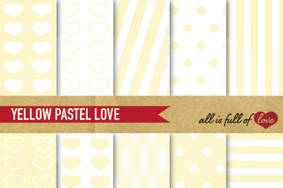 Love Backgrounds in Pale Yellow Digital Paper Pack