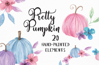 Pumpkin Clip Art Pink Blue Purple Pastel Autumn Fall Festival Package
