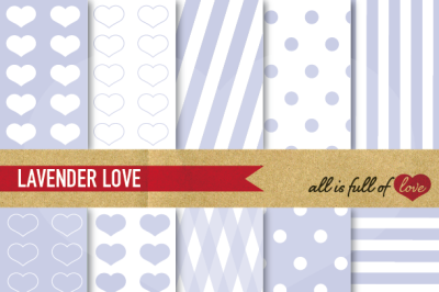 Love Backgrounds in Lavender Digital Paper Pack