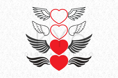Love Heart with Wings SVG files, Valentines Day SVG files for Cricut