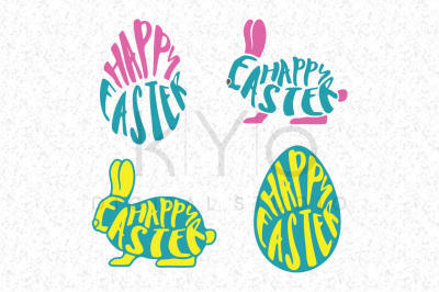 Happy Easter Bunny Rabbit Egg shape SVG DXF PNG EPS files for Cricut