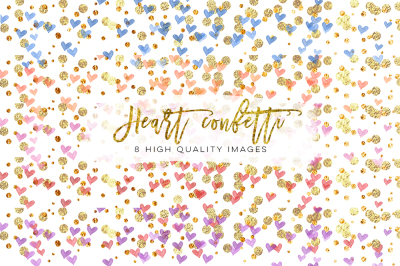  Rainbow heart Confetti Clipart, confetti heart clip art, Gold Confetti Clip Art, Gold Confetti Overlay, heart love Gold Confetti Borders