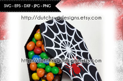 Halloween coffin cutting file with spiderweb, in SVG EPS DXF, for Cricut & Silhouette, halloween svg, coffin svg, cricut svg, svg cut file