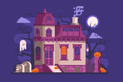 Halloween Haunted House Scene