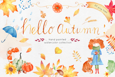 Autumn watercolor collection