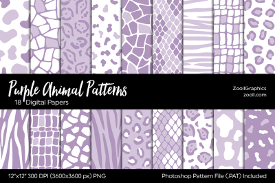 Purple Animals Patterns Digital Papers