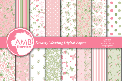 Dreamy Wedding Digital Papers AMB-1593