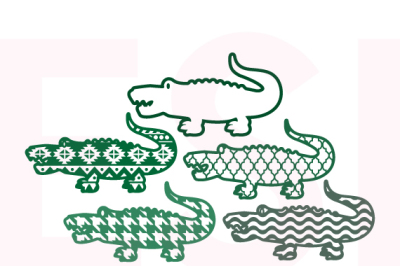 Patterned Alligators - Set 2 - SVG, DXF, EPS