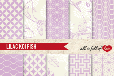 Lilac Patterns Koi Fish Background Kit Digital Scrapbook