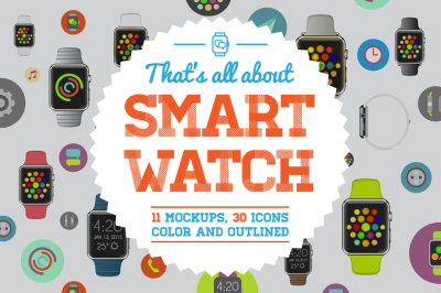 Awesome SmartWatch Mockup/Icons Set
