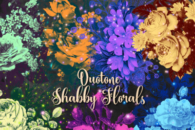 Duotone Shabby Floral Clipart