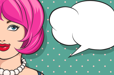Girl with the Speech Bubble in retro style