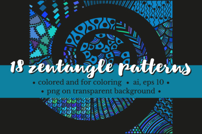 Set of zentangle patterns