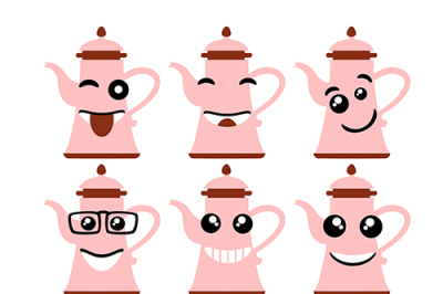 Kitchen coffeepot face symbols