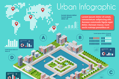 Infographics of urban infrastructure