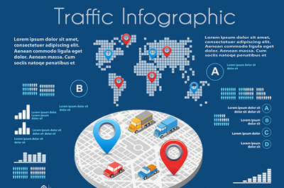 Infographics of urban road transport