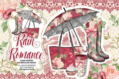 Watercolor Rain Romance design