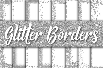 Silver Glitter Borders Digital Paper
