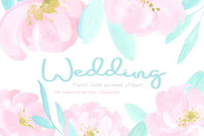 Wedding hand painted flowers collection