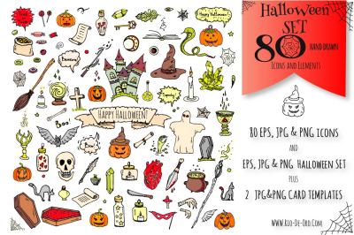 80 Halloween hand drawn symbols!