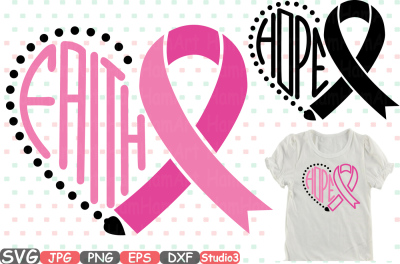 Breast Cancer Ribbon Silhouette SVG Cutting Files Digital Clip Art Graphic Studio3 cricut cuttable Die Cut Machines love faith hope -710S