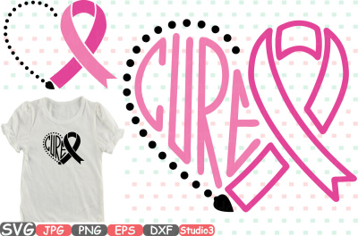 Breast Cancer Ribbon Silhouette SVG Cutting Files Digital Clip Art Graphic Studio3 cricut cuttable Die Cut Machines love cure faith -711s